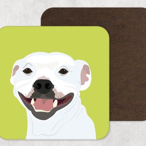 Illustrated Art, Artwork, Coaster, Dog Print, Staffie, Staffordshire Bull Terrier, Home Decor, Pet Portrait,
