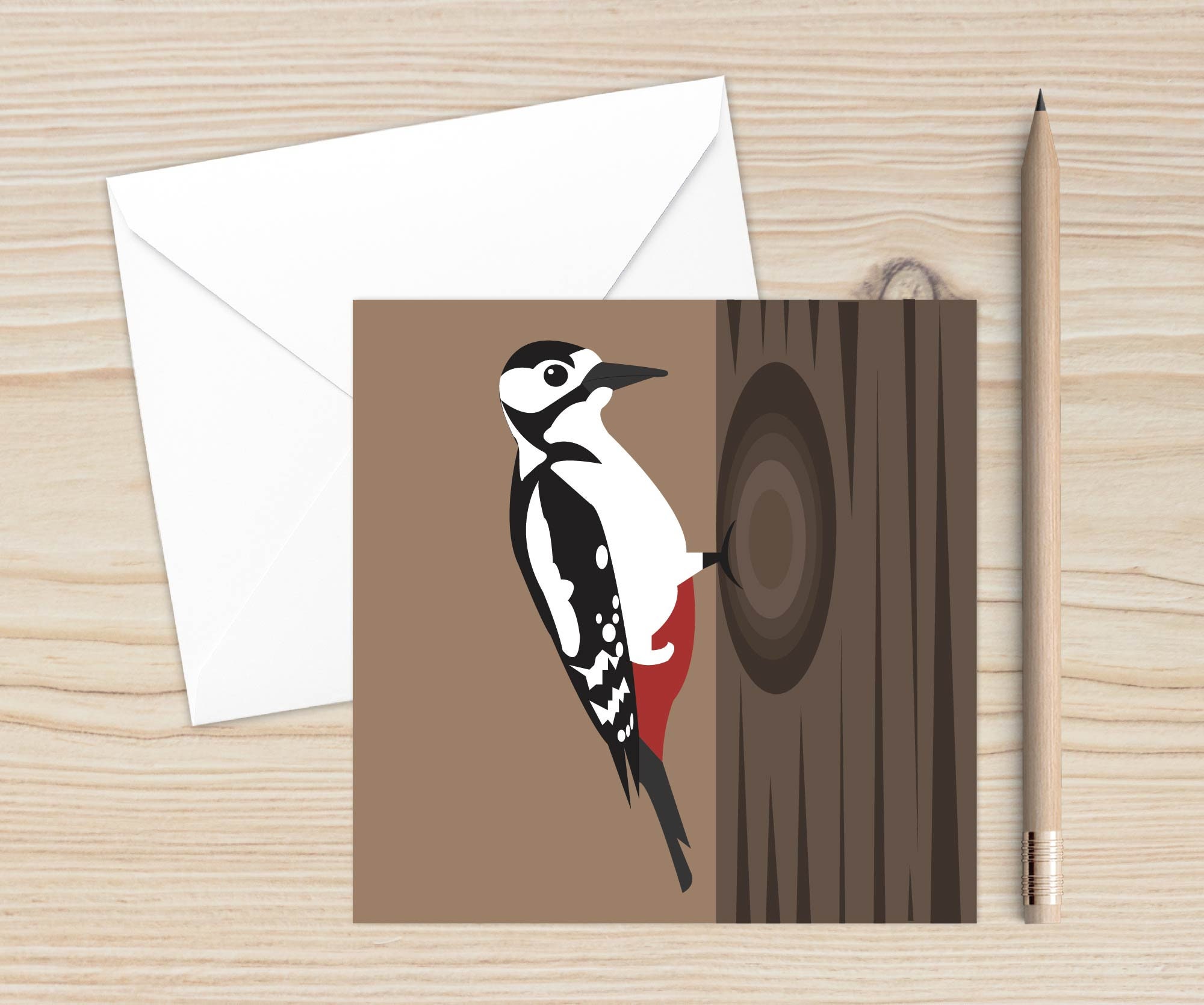 Woodpecker Art Card: Garden Bird Greeting Card
