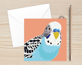 Bird Art, Budgie, Budgerigar, Blank Cards, Greeting Card, Any Occasion Card, Adam Faith