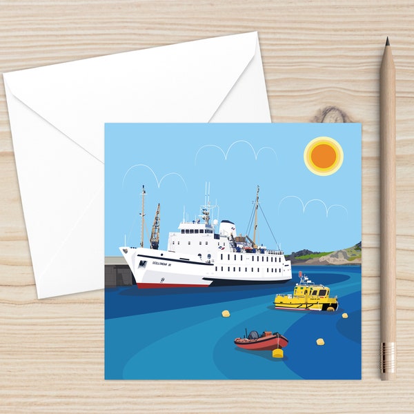 Scillonian on St Marys, Isles of Scilly, Cornwall, Coastal Art, Seaside Design, Blank Card, Holiday Memories, Original Design