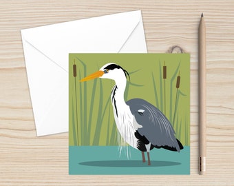 Bird Art, Heron, River Bird, Blank Cards, Greeting Card, Any Occasion Card, Countryside