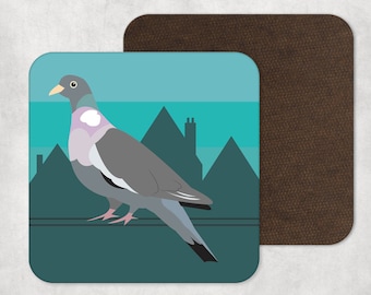 Illustrated Art, Artwork, Coaster, Bird Print, Pigeon, Home Decor, Homewares, Drinks