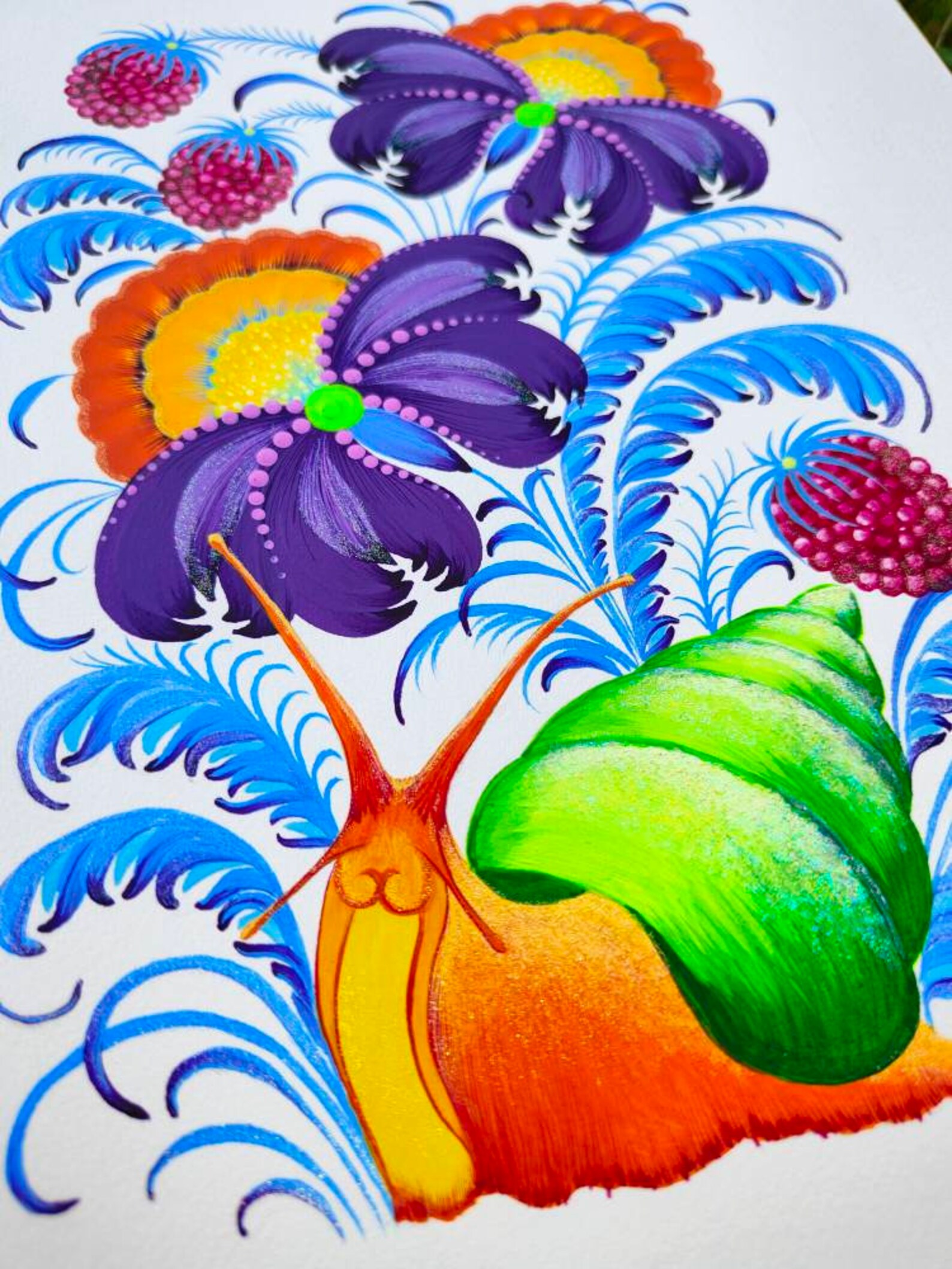 Little Cute Snail Acrylic Painting Snail Nursery Painting Etsy