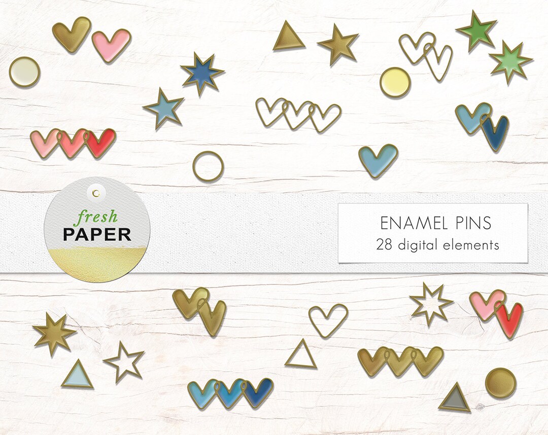 Pin Clipart, Enamel Pins, Scrapbook Clipart, Gold Pins, Enamel Pins ...