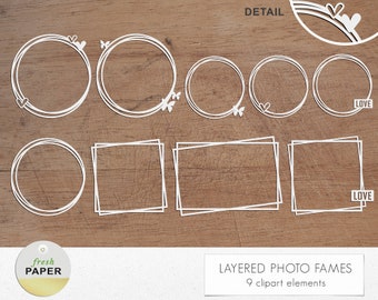 Digital photo frames, frame clipart, photo frames clipart, digital scrapbooking frames, digital frames white, circle frames