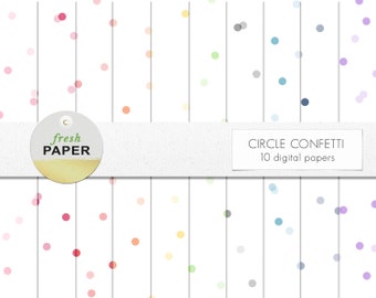 Confetti digital paper, rainbow confetti digital paper, polka dot digital paper, party digital paper, dot digital paper