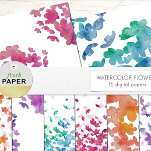 Floral digital paper, watercolor flowers, flower digital paper, painted flower paper, floral paper