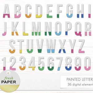 Letter clipart, colorful letters, rainbow letters clipart, color letters and numbers clipart, rainbow alphabet clipart