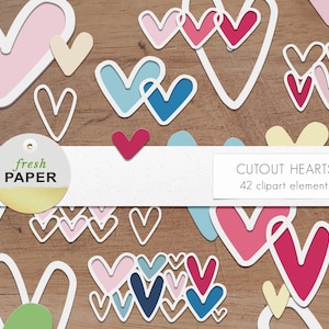 Heart clipart, paper heart clipart, hearts, love clipart, valentine clipart, hearts clip art, scrapbooking, scrapbook, digital hearts