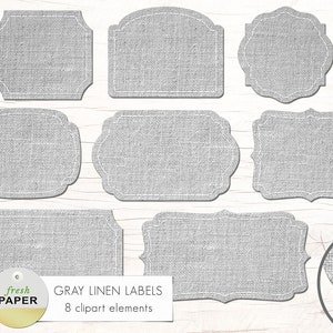 Rustic labels clipart, digital labels, digital linen frames, fabric labels clipart, linen tags clipart, digital tags