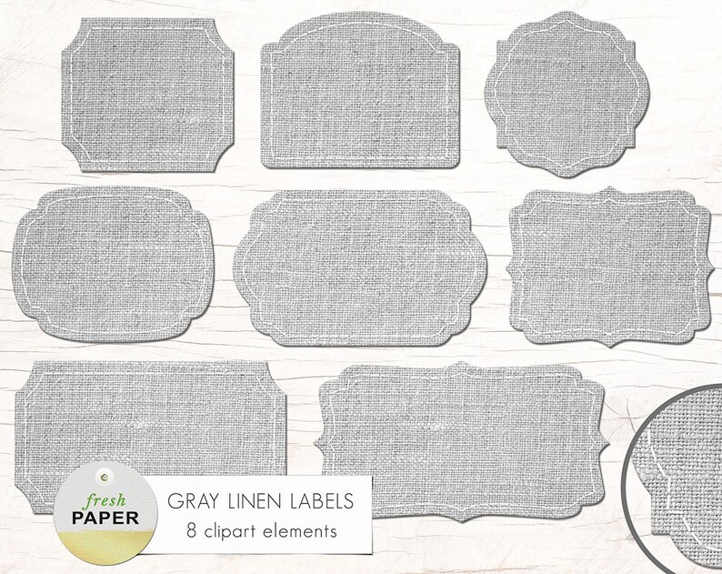 Rustic Labels Clipart, Digital Labels, Digital Linen Frames, Fabric ...