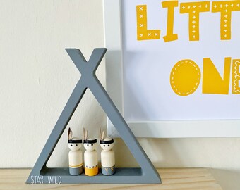 Adventurer Teepee Pegdoll Shelfie - Wigwam Decor- Adventurer - Stay Wild Decor - Boys Room Decor - Where The Wild Things Are - Pegdoll Gifts