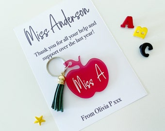 Personalised Teacher Keyring - Apple Keyring - Teacher Gift - Teacher Leaving Gift - Teaching Assistant Gift - Teacher Thankyou Gift