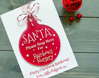 Personalised Bauble - Santa Stop Here Bauble - Santa Bauble - Personalised Christmas Decoration