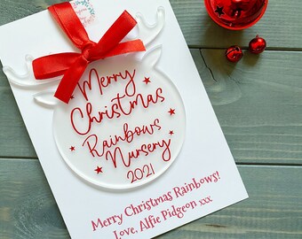 Personalised Reindeer Christmas Bauble - Nursery Gift - Teachers Christmas Gift - Personalised Bauble - Christmas Gift