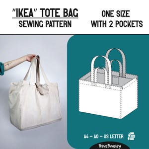 IKEA-inspired tote bag sewing pattern + guide - A4, A0 and US letter - Instant digital download