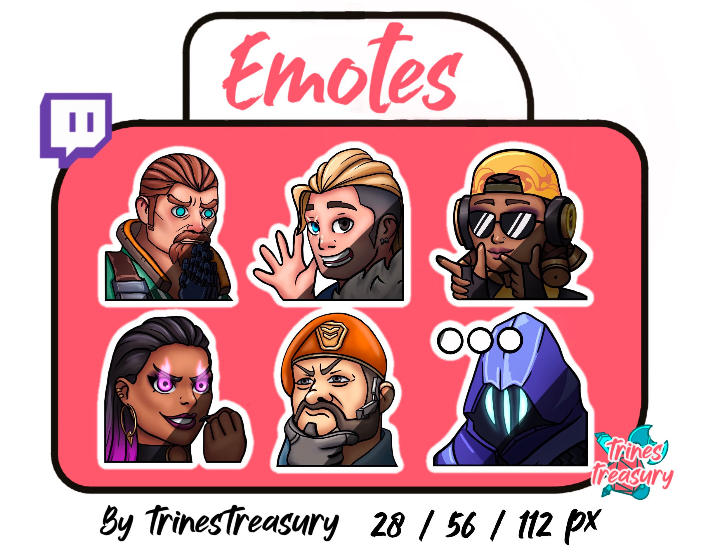 6-pack VALORANT Emotes for Twitch Includes Breach Sova | Etsy