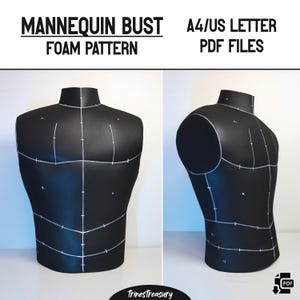 Patrón de busto de maniquí masculino + guía - Tamaños A4 y carta EE. UU. - Descarga digital instantánea