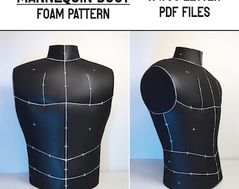 Male mannequin bust pattern + guide - A4 and US letter - Instant digital download