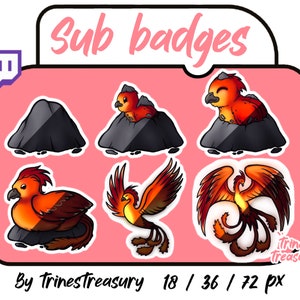 6 phoenix sub badges for Twitch
