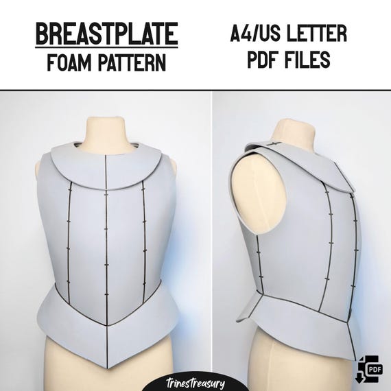 Medieval breastplate pattern for EVA foam - A4 and US Letter - Instant digital download!