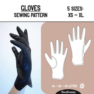 Patrón de costura de guantes + guía - Tallas XS - XL! A4, A0 y US letter - Descarga digital instantánea