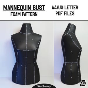 Patrón de busto de maniquí femenino + guía - A4 y carta americana - Descarga digital instantánea