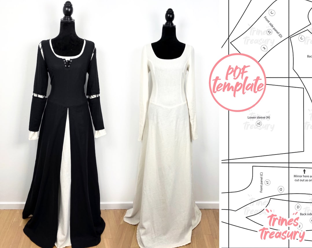 Patrón de costura medieval debajo y por encima del vestido - Etsy México Patrón de costura medieval debajo y por encima del vestido - Etsy México