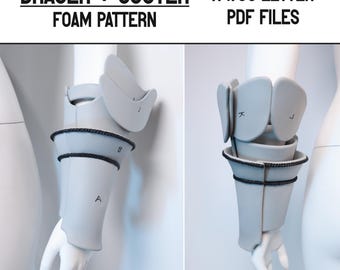 Medieval bracers with winged couter pattern for EVA foam - A4 and US letter - Instant digital download