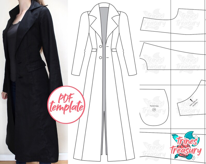 Trench Coat Sewing Pattern A4 and US Letter Instant Digital - Etsy UK