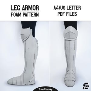 Medieval leg armor pattern + guide - A4 and US letter - Instant digital download
