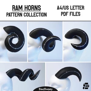 Ram horns pattern collection for EVA foam + guides - A4 and US letter - Instant digital download