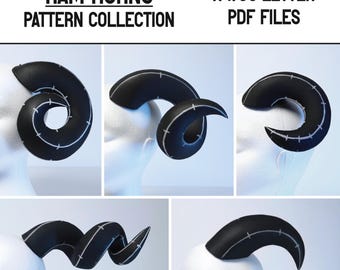 Ram horns pattern collection for EVA foam + guides - A4 and US letter - Instant digital download