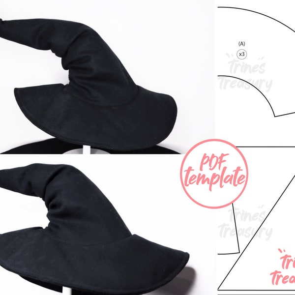 Wizard/witch hat guide + sewing pattern (A4 and US Letter) - Instant digital download!