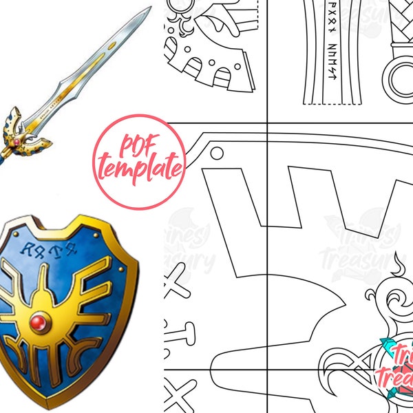 Dragon Quest sword and shield blueprint! A4 and US Letter!