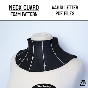 Neck guard/gorget pattern + guide - A4 and US letter - Instant digital download