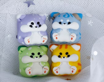 Pastel Cat Keycap Set: Handmade Kawaii Keyboard Accessory