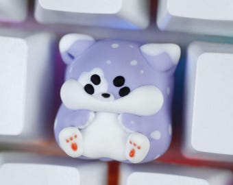 Handmade Pastel Purple Cat Keycap:  Customized keyboard for gamer girl