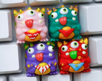 Handmade Monster Artisan Keycap: Resin Cartoon Decor