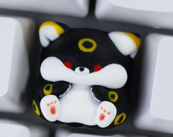 Handmade Black Cat Artisan Keycap, Custom Mechanical Keyboard Accessory