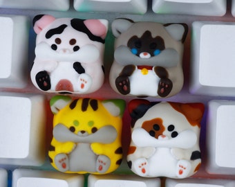 Cute Cat Artisan Keycap – Handmade Animal Keyboard Key