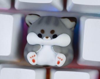 Gray Cat Resin Artisan Keycap for Mechanical Gaming Keyboard, Custom ESC