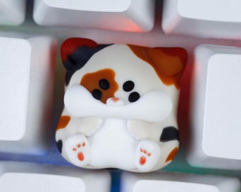 Handmade Calico Cat Keycap: Mechanical Keyboard Accessory (SA R3/Cherry R1)