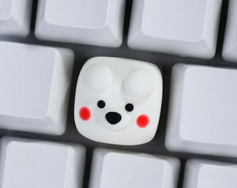 Handmade Ice Bear Resin Keycap Merch, Mechanical Keyboard Decor (SA R3/Cherry R1)