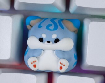 Blue Cat Artisan Keycap: Handmade Kawaii Keyboard Accessory