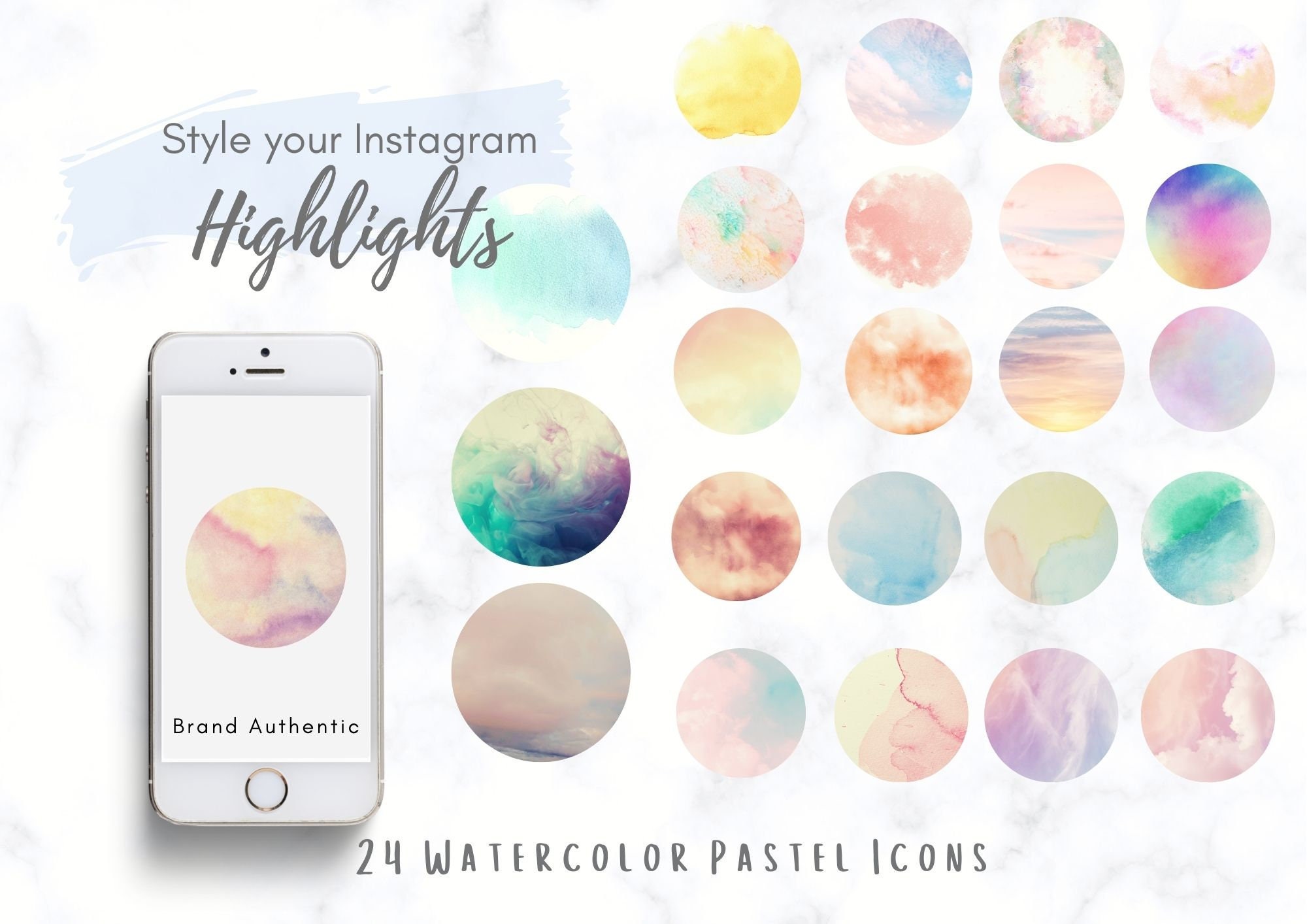 24 Watercolor Highlight Cover Pastel Instagram Highlight | Etsy