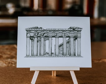 Parthenon Print, Athens Poster, Greece Gift, Architectural Drawing, Black and White Wall Art, Architecture print, Parthenon Drawing