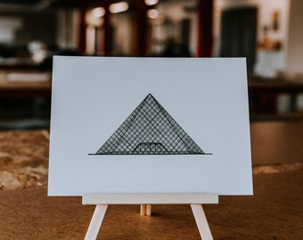 The Louvre Print, Louvre Art, Black and White Wall Art, Architectural Drawing, Architecture Print, Paris Gift, Paris Art, Paris Print, A4