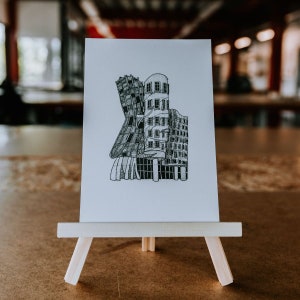 The Dancing House, Architectural Drawing, Black and White Wall Art, Prague Gift, Architecture Drawing, Frank Gehry, A5