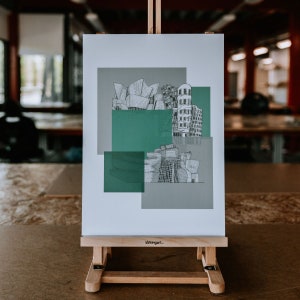 Architectural Drawing A3, Frank Gehry Print, Abstract Architecture, Black and White Wall Art, Deconstructivism, Hand Drawn, Gift